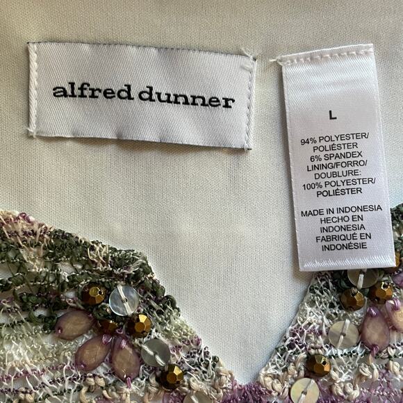 NWT Alfred Dunner Crochet Top Short Sleeve Shirt Palm Desert Purple Size Large - Picture 7 of 9